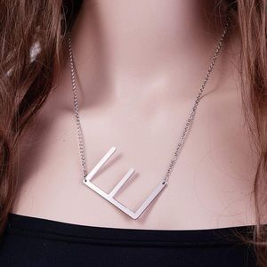 Silver Initial Pendant Necklace Letters A-Z